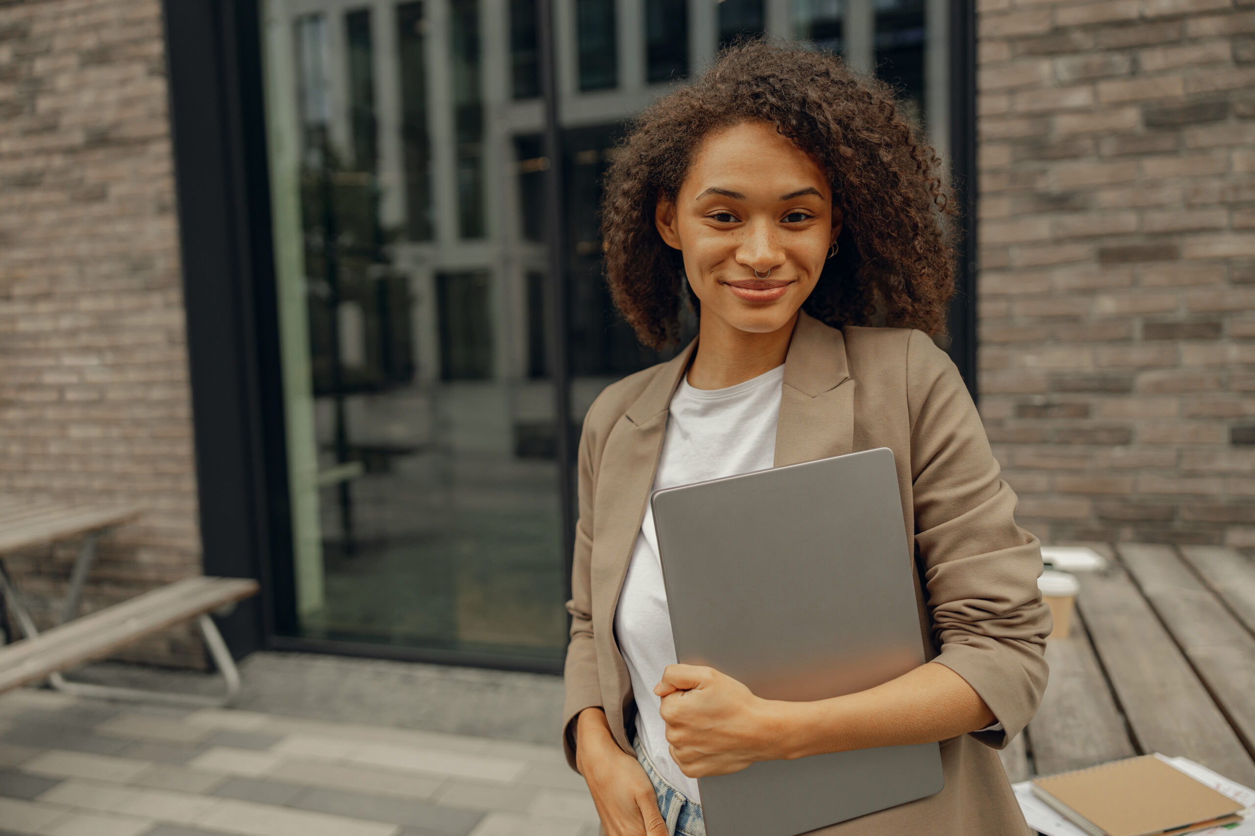 A new graduate at her direct sales job